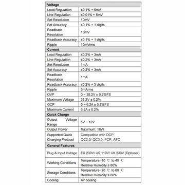 ЛАБОРАТОРНЫЙ БЛОК ПИТАНИЯ Hantek HDP135V6A 210Вт
