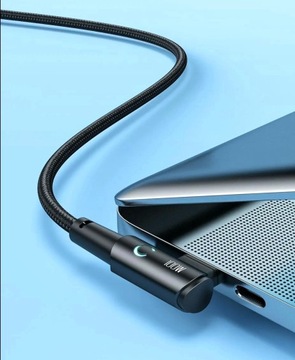 Черный кабель Tooki, 100 Вт, тип C — USB C, кабель 2 м, 5 А, 90 градусов, прямоугольный