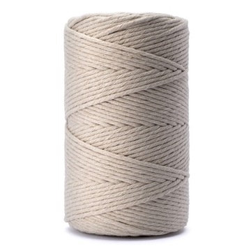 Sznurek do makramy bawełniany sand beige 3mm 100m