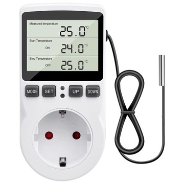 TERMOSTAT ELEKTRONICZNY REGULATOR 230V TEMPERATURY GNIAZDO SIECI max. 3680W
