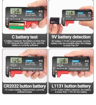 Тестер батарей AA/AAA/C/D/9V/1.5V/18650 Тестер батарей ANENG