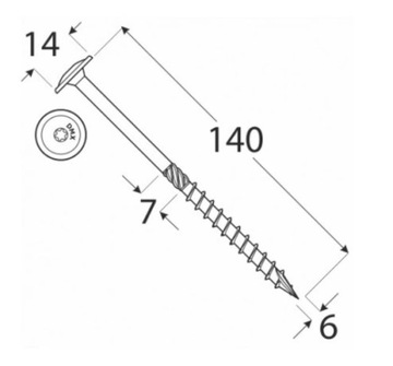 Шурупы столярные по дереву 6х140 TORX С ШАЙБОЙ ГОЛОВКОЙ DMX 100шт.