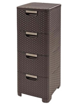 CURVER Regał z 4x14L szufladami STYLE ciemny brąz
