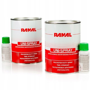 Шпаклёвка аэрозольная 1,2кг + бутылка с отвердителем RANAL