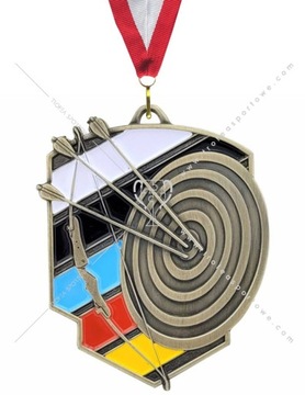 DUŻY tłoczony medal ŁUCZNICTWO 7cm+szarfa+wklejka