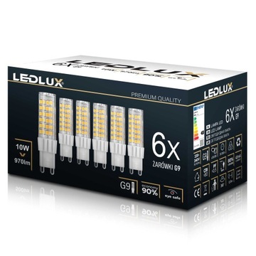 6X Żarówka LED G9 10W =85W ciepła neutralna zimna Premium LEDLUX nie mruga