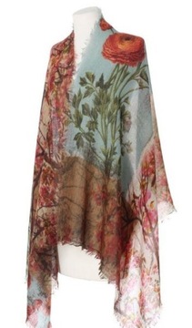 Elegancki Szal Wełniany Chusta w KWIATY Patchwork