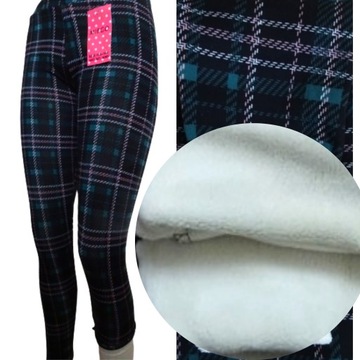 Legginsy ocieplane dziewczęce THERMO polar futerkiem GETRY spodnie 158-164