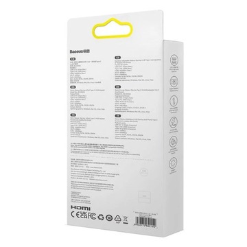 Адаптер BASEUS HUB 8in1 Type C на 3x USB3.0/PD/HDMI 4K 60Гц