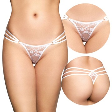 Białe Erotyczne Stringi Damskie SoftLine 2498 S/M