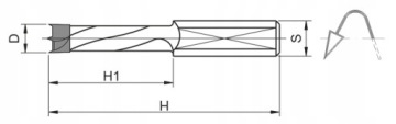 Левое глухое сверло D=4x50/S=10/H=70