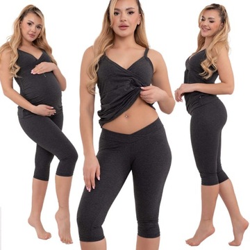 FORMOMMY LEGGINSY CIĄŻOWE GETRY SPODNIE RYBACZKI Z NISKIM STANEM XXXL