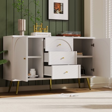 серванты комод 2 дверцы 3 ящика регулируемые полки 140x40x84см Белый