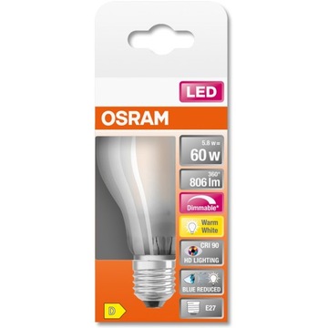 E27 A60 Светодиодная лампа 5,8 Вт 2700K с регулируемой яркостью OSRAM
