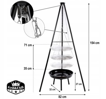 БОЛЬШОЙ КАМИННЫЙ ГРИЛЬ САДОВЫЙ ШТАТИВ ПОДВЕСНАЯ ЧАША ДЛЯ ПОЖАРА