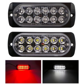 Проблесковый габаритный фонарь 12xLED 12В 24В КРАСНЫЙ п/мг