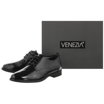 Buty Damskie Półbuty Venezia Czarne 547007 NAP