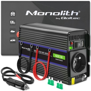 Przetwornica napięcia 12V na 230V Monolith 600 MS Wave 300/600W