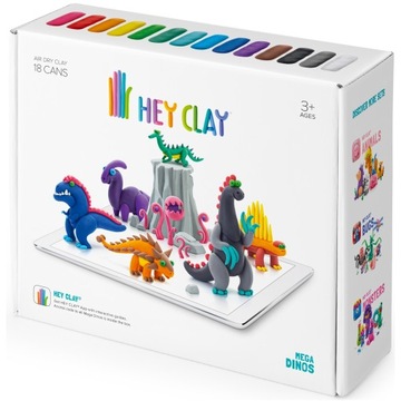 HEY CLAY MEGA DINOS Пластилин 18 цветов + Аппликации динозавры