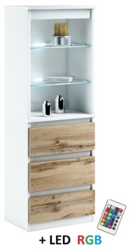 031-013 WITRYNA LED/3s + oświetlenie RGB - BIAŁY / WOTAN