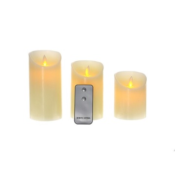 Zestaw 3 świec woskowych LED 7,5 x 10/12/15cm 3w1