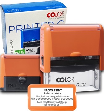 PIECZĄTKA COLOP C40 DO 8 LINII FIRMOWA IMIENNA BIUROWA PROJEKT + GUMKA