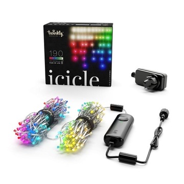 Twinkly Icicle 190 Led RGBW transparent wire Plug F (EU type) 5x0,7 m