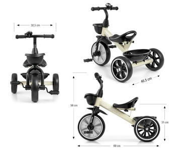 Rowerek Trójkołowy dziecięcy biegowy pchacz +2 koła EVA Bobby Milly Mally