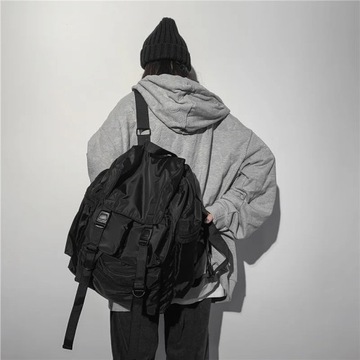 Jednoznaczne czarne plecaki męskie plecak Harajuku