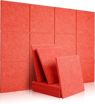 PANELE AKUSTYCZNE CZERWONE 30X30X BIURO DOM 12SZT PREMIUM