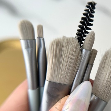 Набор кистей для макияжа Mini travel, прозрачная косметичка, 8 шт, серый