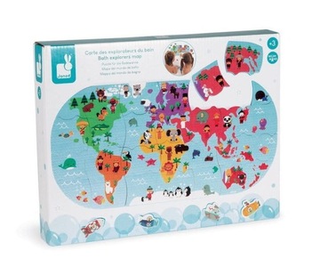 JANOD Puzzle do kąpieli wody wanny Mapa Świata