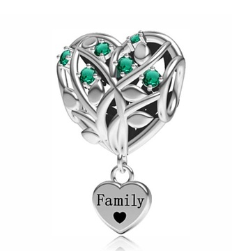 CHARMS DRZEWO ŻYCIA RODZINA FAMILY DRZEWKO SERCE