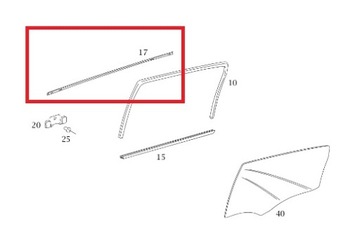 MERCEDES TŘÍDA B W245 LIŠTA ZHRNUJÍCÍ OKNO BOČNÍ ZADNÍ PRAVÁ