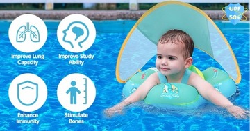 НАДУВНАЯ ЛОДКА-ПОНТУ С КОЛЬЦОМ ДЛЯ ПЛАВАНИЯ С ВЕРХОМ ДЛЯ МАЛЕНЬКИХ ДЕТЕЙ