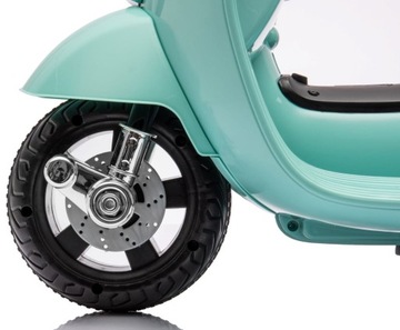 Детский самокат Vespa на аккумуляторе с бирюзовой спинкой