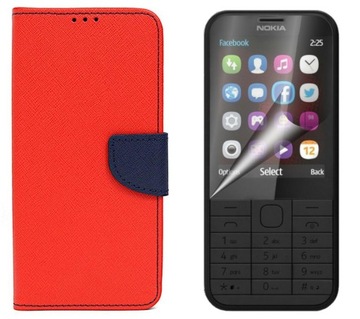 Etui Fancy Diary do Nokia 230 czerwony +Folia LCD Case Pokrowiec