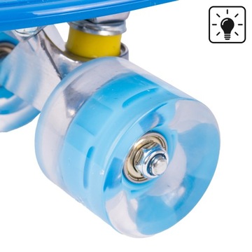 СКЕЙТБОРД FISZKA ДЛЯ ДЕТЕЙ С ПОДСВЕТКОЙ, СИНИЙ СВЕТОДИОД, 56 СМ, ABEC7 RGB