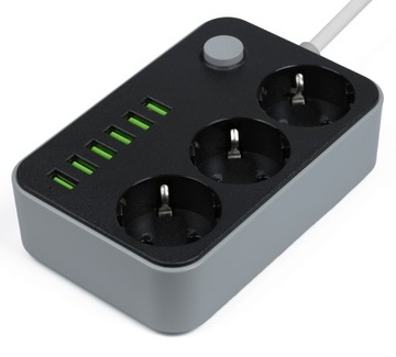РАЗЪЕМ ПИТАНИЯ 3 РОЗЕТКИ + 6 УДЛИНИТЕЛЬ USB 2М