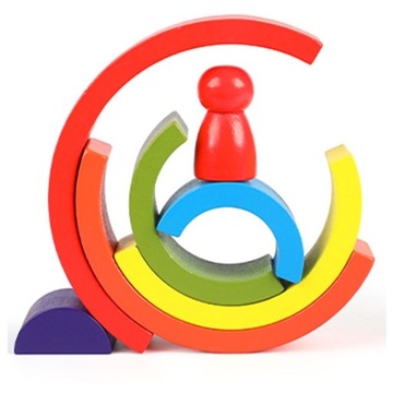 KLOCKI DREWNIANE GRA LOGICZNA ZRĘCZNOŚCIOWA TĘCZA