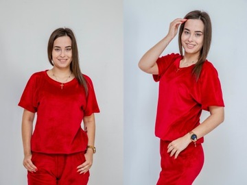 KOMPLET DRESOWY DAMSKI WELUR SPODNIE BLUZA 5 XXL