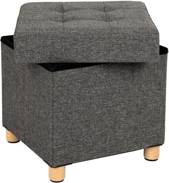 Pufa pikowana szara 38 cm schowek na zabawki LOFT