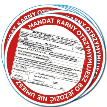 NAKLEJKI KARNE - WLEPY WODOODPORNE MANDAT KARNY 50
