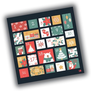 NAKLEJKI ŚWIĄTECZNE KALENDARZ ADWENTOWY 10 20x20