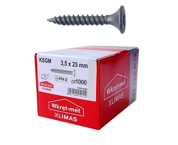 WKRĘTY DO PŁYT KARTON GIPS METAL 3,5x25 1000 sztuk