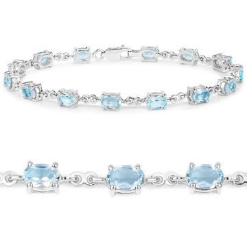 SREBRNA BRANSOLETKA NATURALNY TOPAZ NIEBIESKI