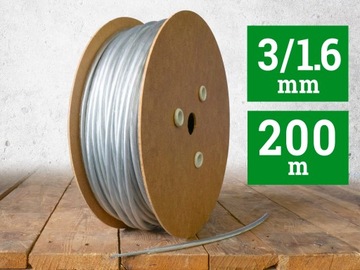 Linka lina stalowa w PCV 1,6/3mm 200m bezbarwna