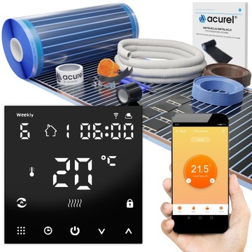 Folia grzewcza 80W/m² Termostat WiFi Zestaw 15m²