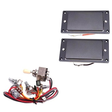 2pcs Black Humbucker Pickup + Circuit Wiring Set