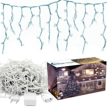 LAMPKI SOPLE 200 LED ZIMNY BIAŁY ZEWNĘTRZNE KURTYNA ŚWIETLNA GIRLANDA